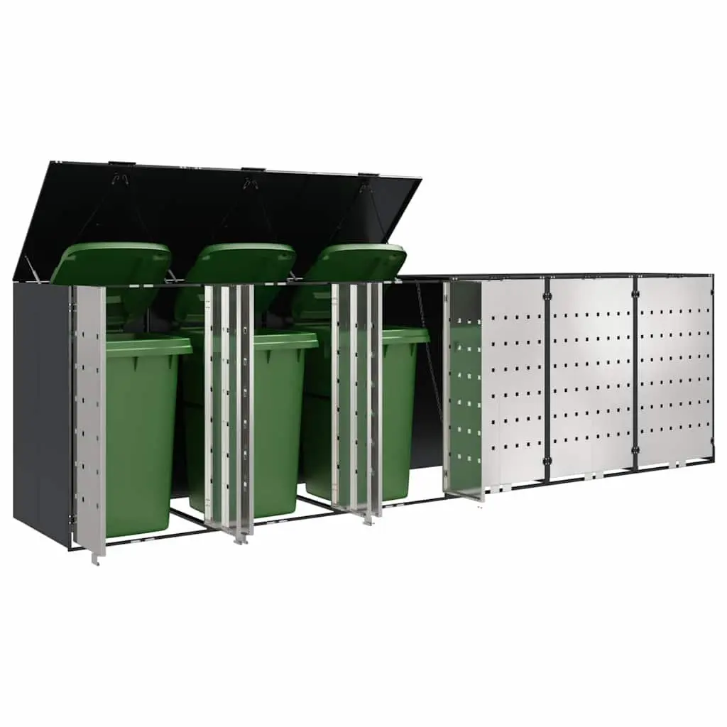 Wheelie Bin Storage Enclosure for 3 Bins Anthracite Modern Garden Waste