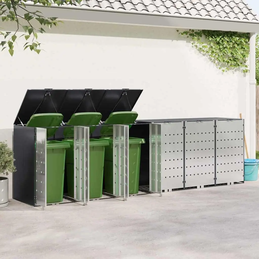 Wheelie Bin Storage Enclosure for 3 Bins Anthracite Modern Garden Waste