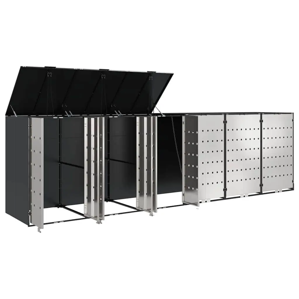 Wheelie Bin Storage Enclosure for 3 Bins Anthracite Modern Garden Waste