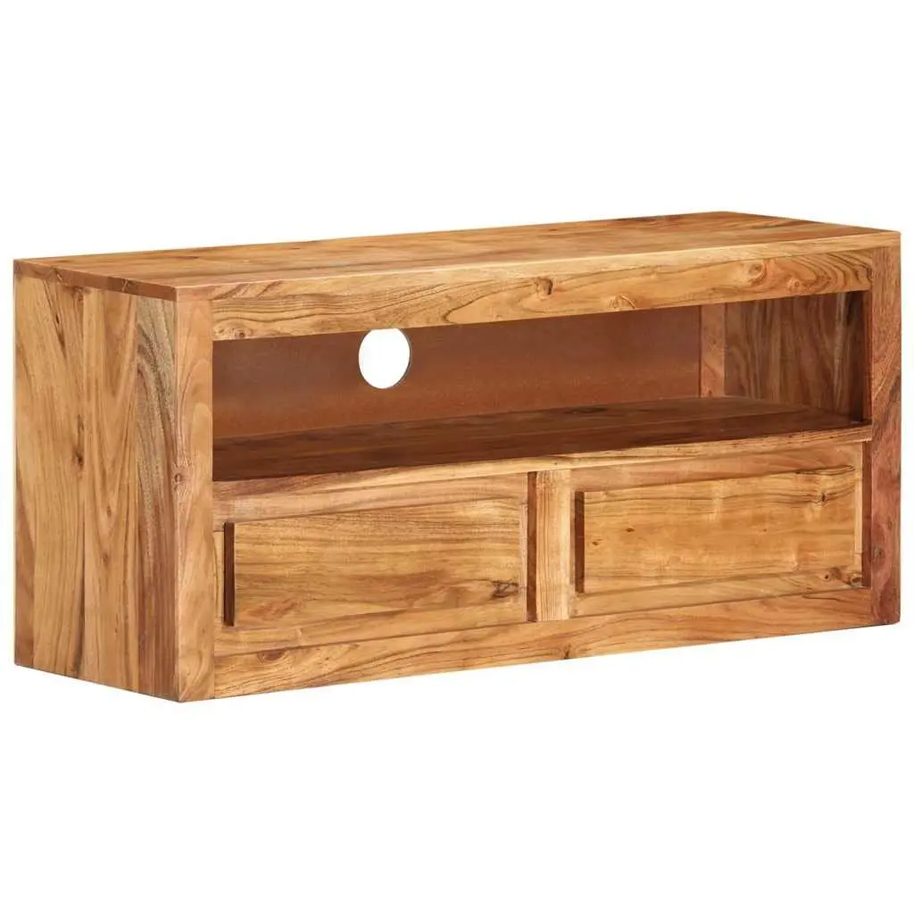 TV Cabinet Living Room 88x30x40cm Solid Wood Acacia Brown Entertainment Stand Storage Shelf