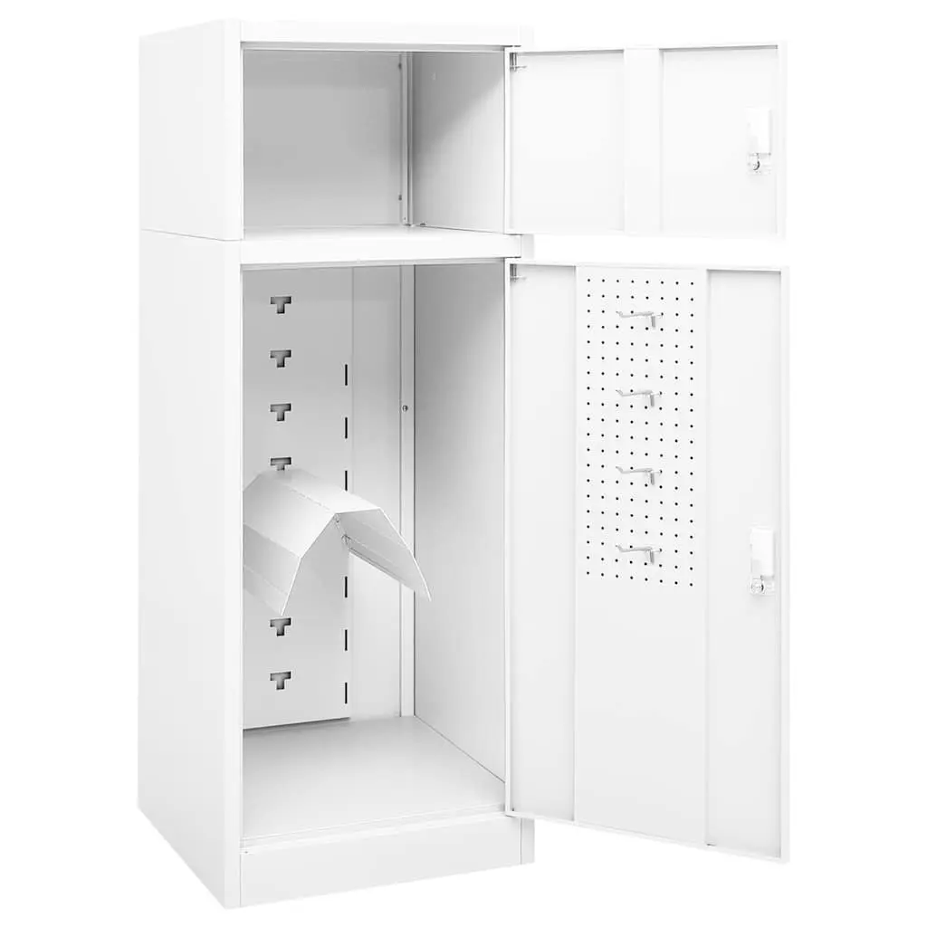 Saddle Cabinet White 53x53x140 cm Steel Tack Locker Stable Storage Cupboard
