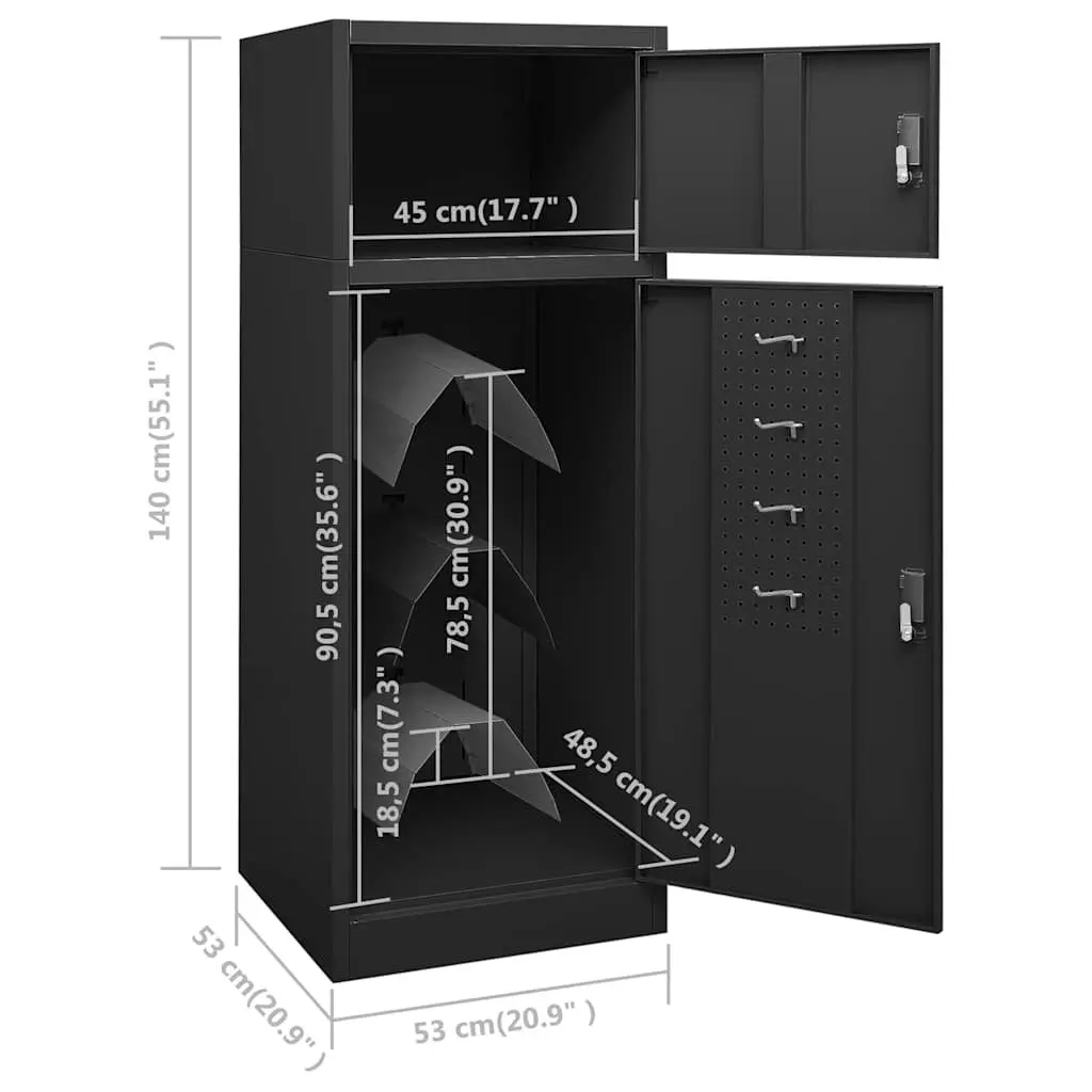 Saddle Cabinet Storage Locker Anthracite 53x53x140cm Tack Room Equipment