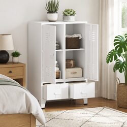 Dimensions & Features of Industrial White Wardrobe Cabinet