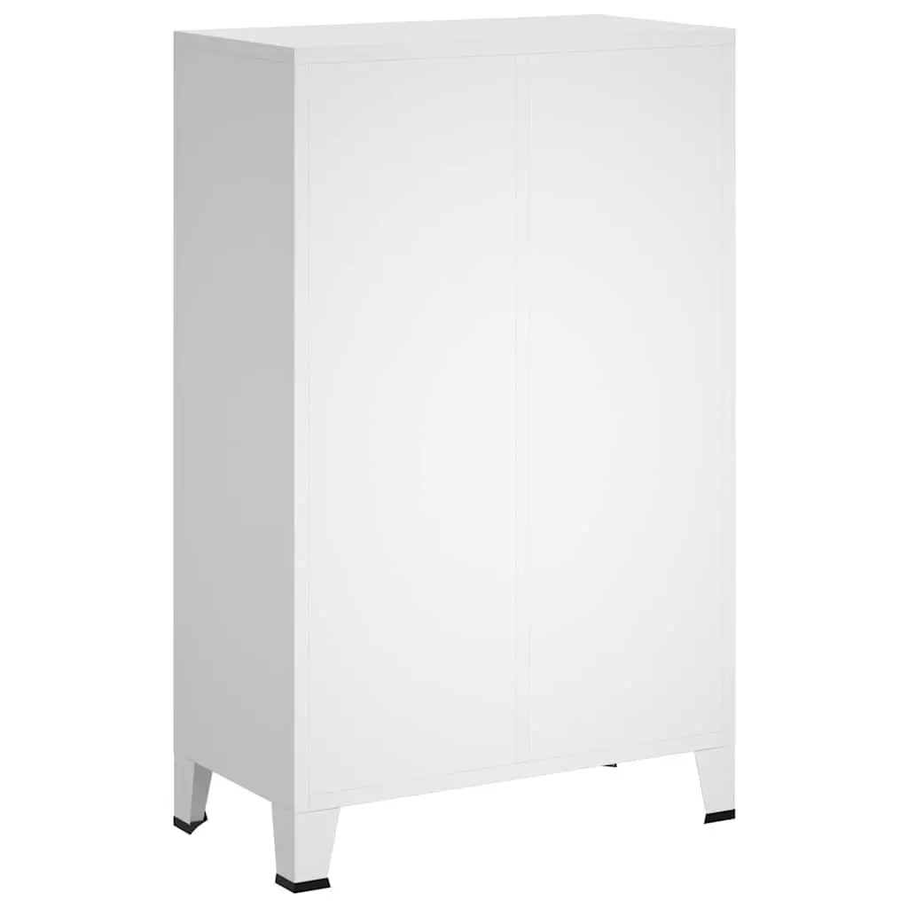 Industrial Storage Wardrobe Cabinet for Bedroom or Living Space White 67W x 35D x 107H cm with 2 Drawers and 2 Adjustable Shelves