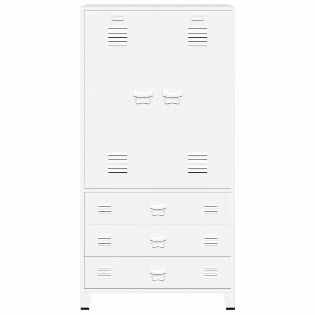Metal Wardrobe Cabinet for Home Storage White 90x50x180 cm