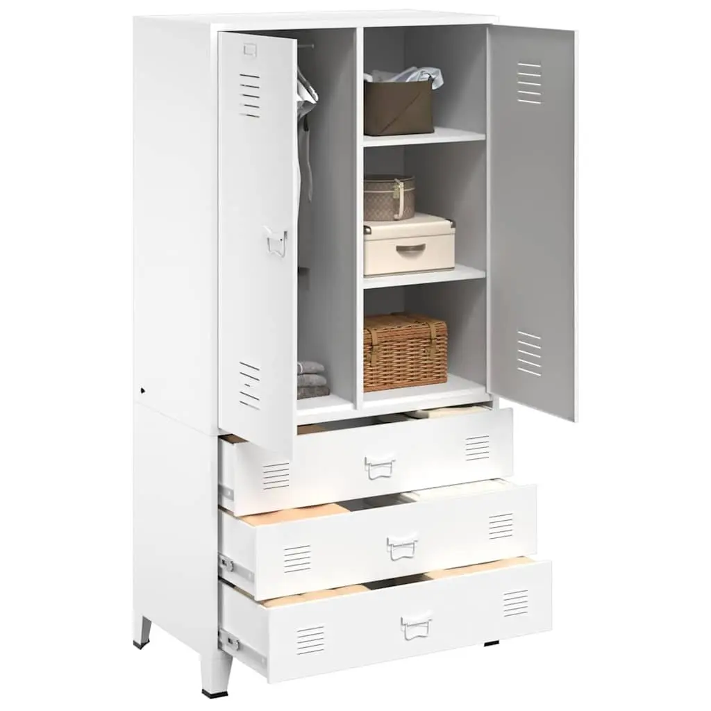 Metal Wardrobe Cabinet for Home Storage White 90x50x180 cm