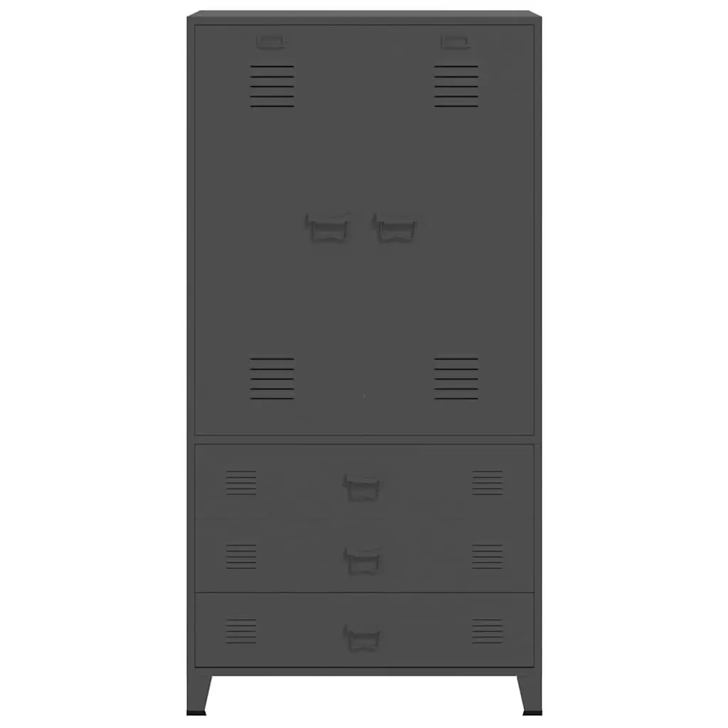 Metal Wardrobe Storage Cabinet for Clothes Anthracite 90W x 50D x 180H cm