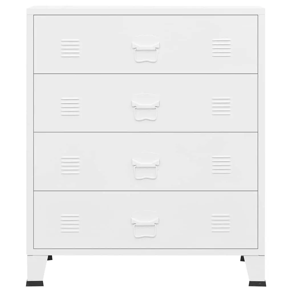 Industrial Drawer Cabinet for Home Use 4-Drawer White Metal Unit