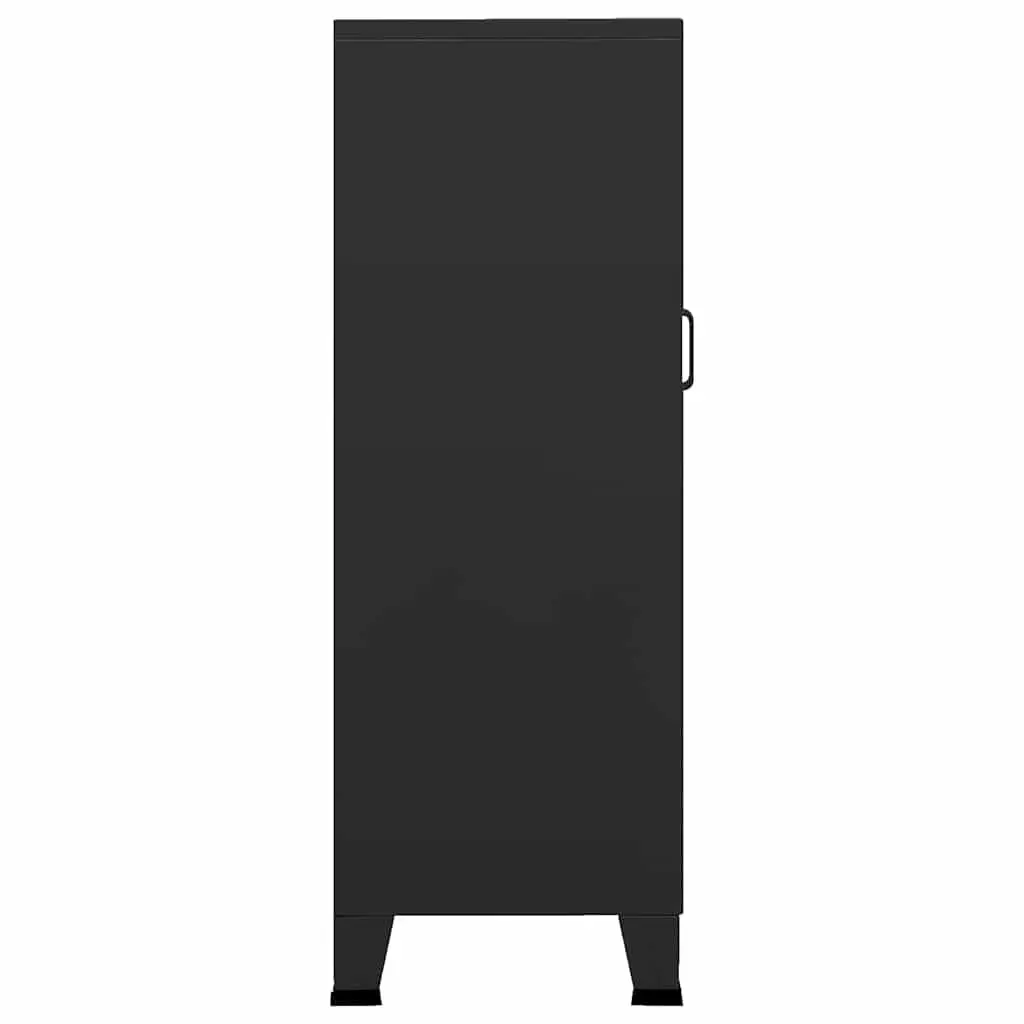 Industrial Sideboard Black Metal Storage Cabinet 2 Drawers 2 Shelves