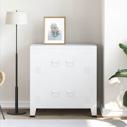 White Steel Storage Chest: 75W x 40D x 80H cm with Shelf