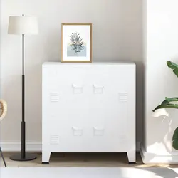 White Steel Storage Chest: 75W x 40D x 80H cm with Shelf
