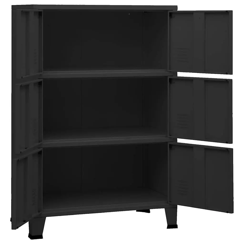 Industrial Storage Chest Metal Cabinet 6-Door Black Organiser Home Garage 75 x 40 x 115 cm