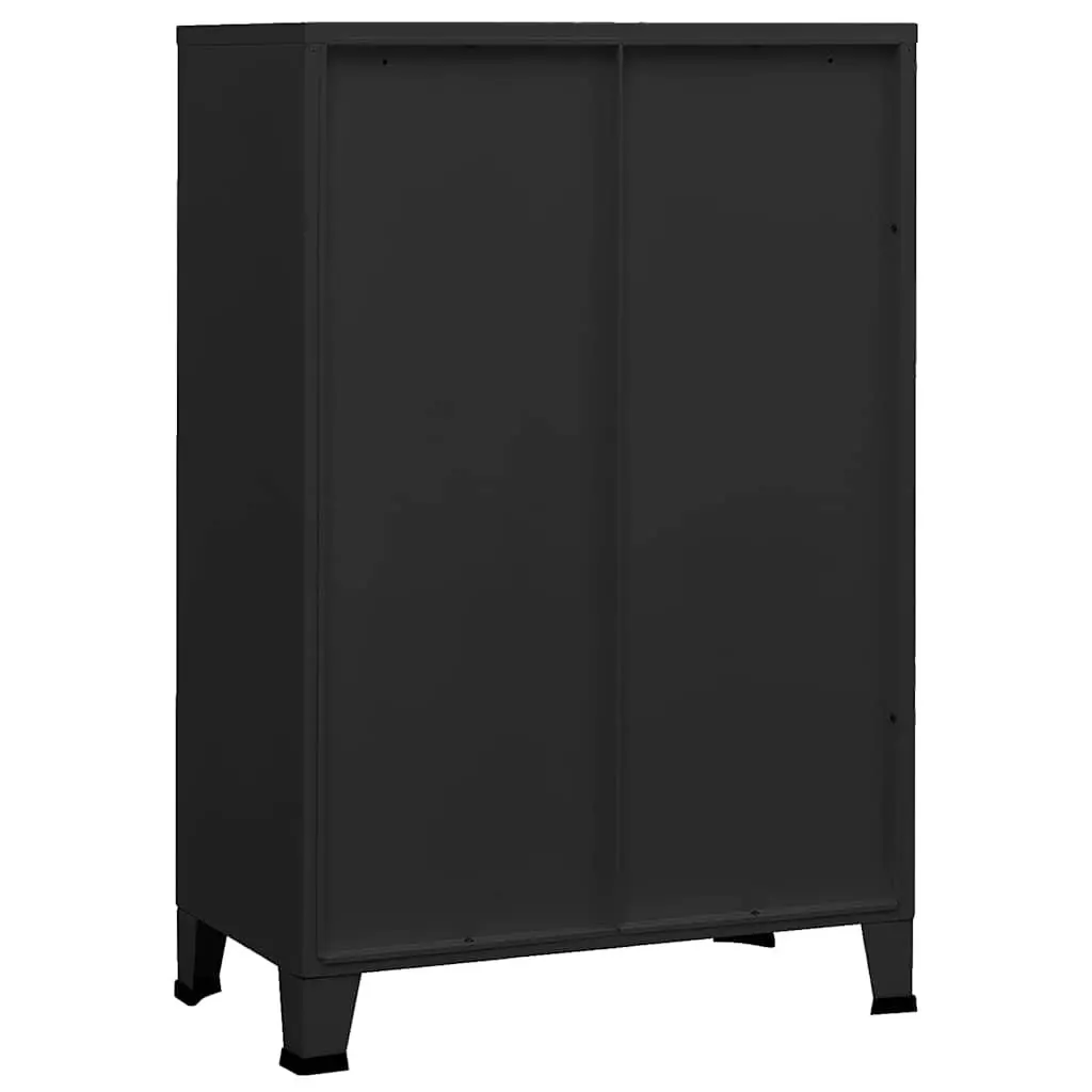 Industrial Storage Chest Metal Cabinet 6-Door Black Organiser Home Garage 75 x 40 x 115 cm