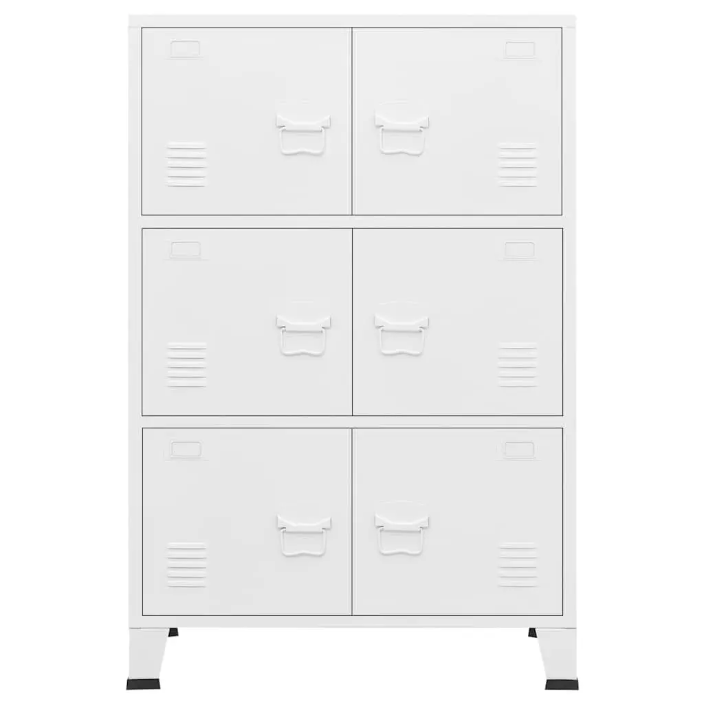 Metal Cabinet 6 Door Storage Organizer White for Industrial Use 75x40x115cm