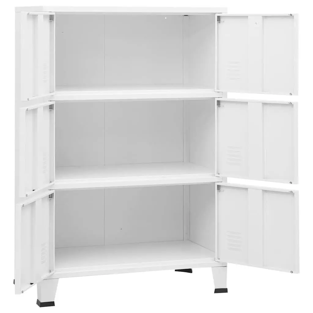 Metal Cabinet 6 Door Storage Organizer White for Industrial Use 75x40x115cm