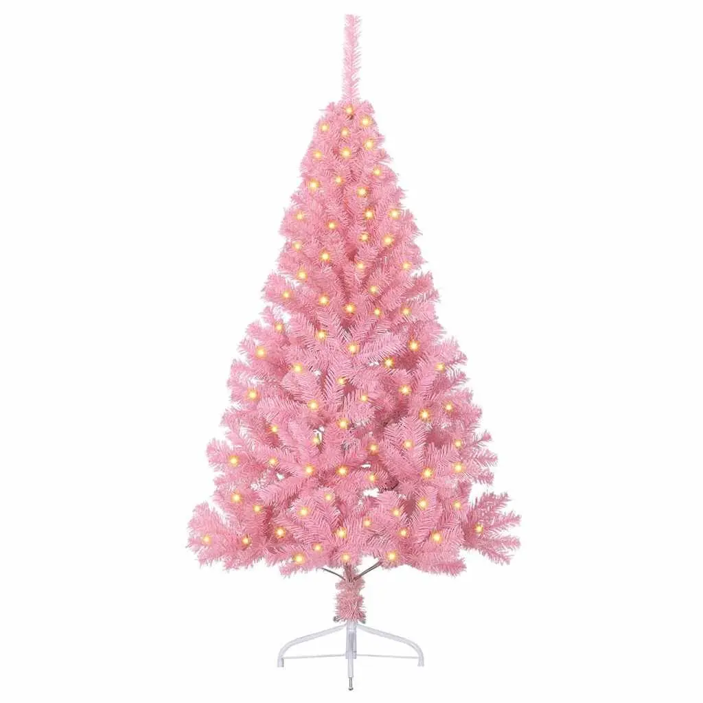 Artificial Christmas Tree Indoor Outdoor 120cm Pink Cone Shaped Pre-lit LED
