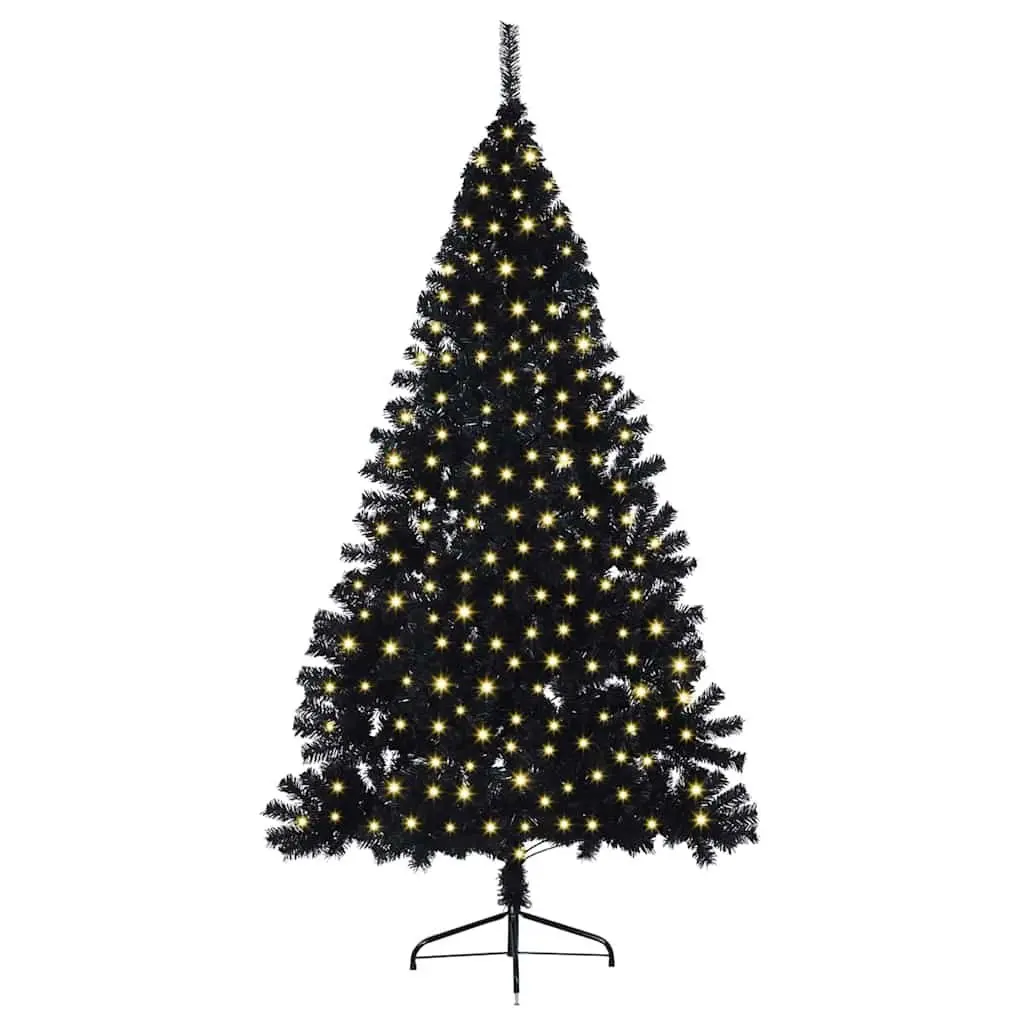 240cm Black Cone Pre-lit Christmas Tree