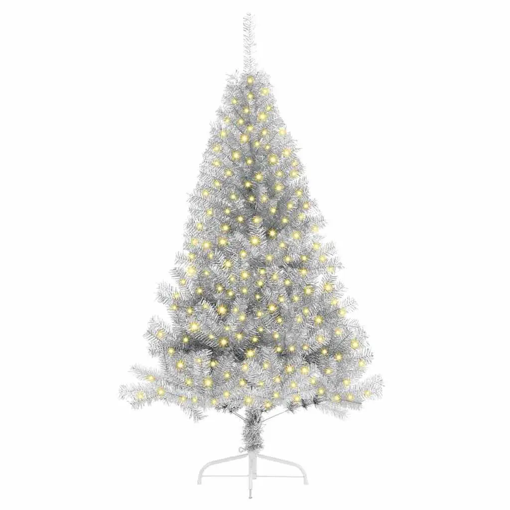 Artificial Christmas Tree Indoor Outdoor 180cm Silver Cone Pre-lit LED Warm White Lights