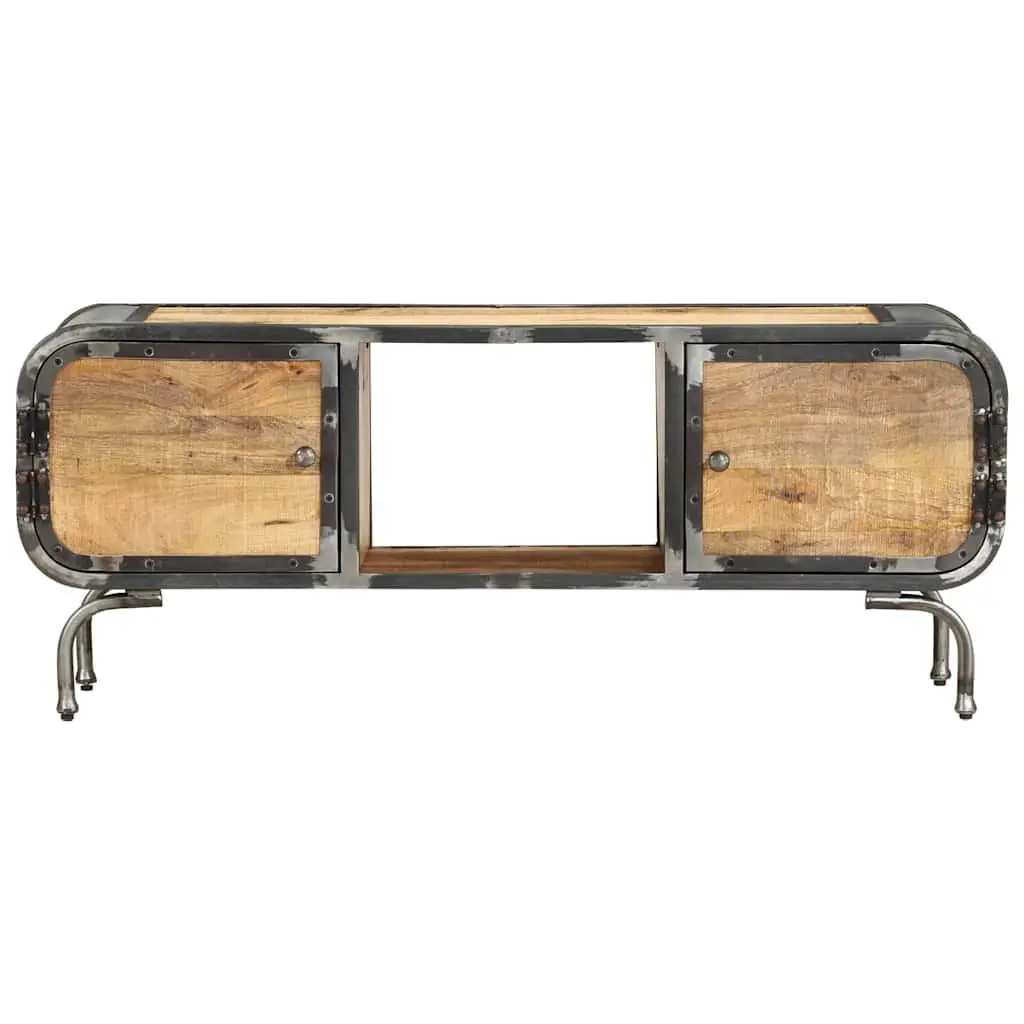 TV Cabinet 110x30x42 cm Solid Wood Storage Unit with Doors Shelves Brown