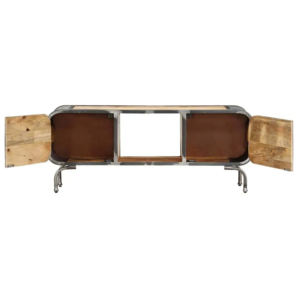 TV Cabinet 110x30x42 cm Solid Wood Storage Unit with Doors Shelves Brown