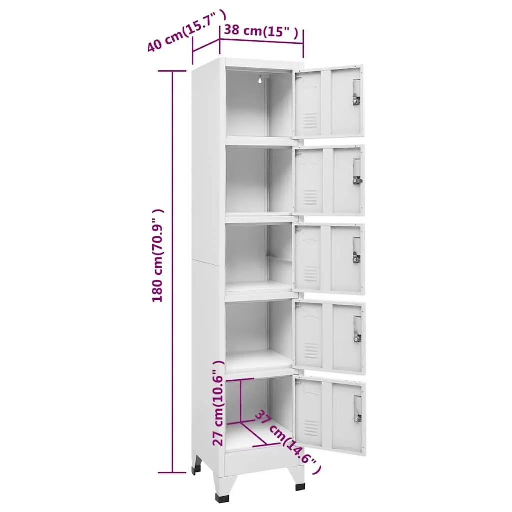 Steel Locker Cabinet Grey Storage Unit for Office School 38W x 40D x 180H cm