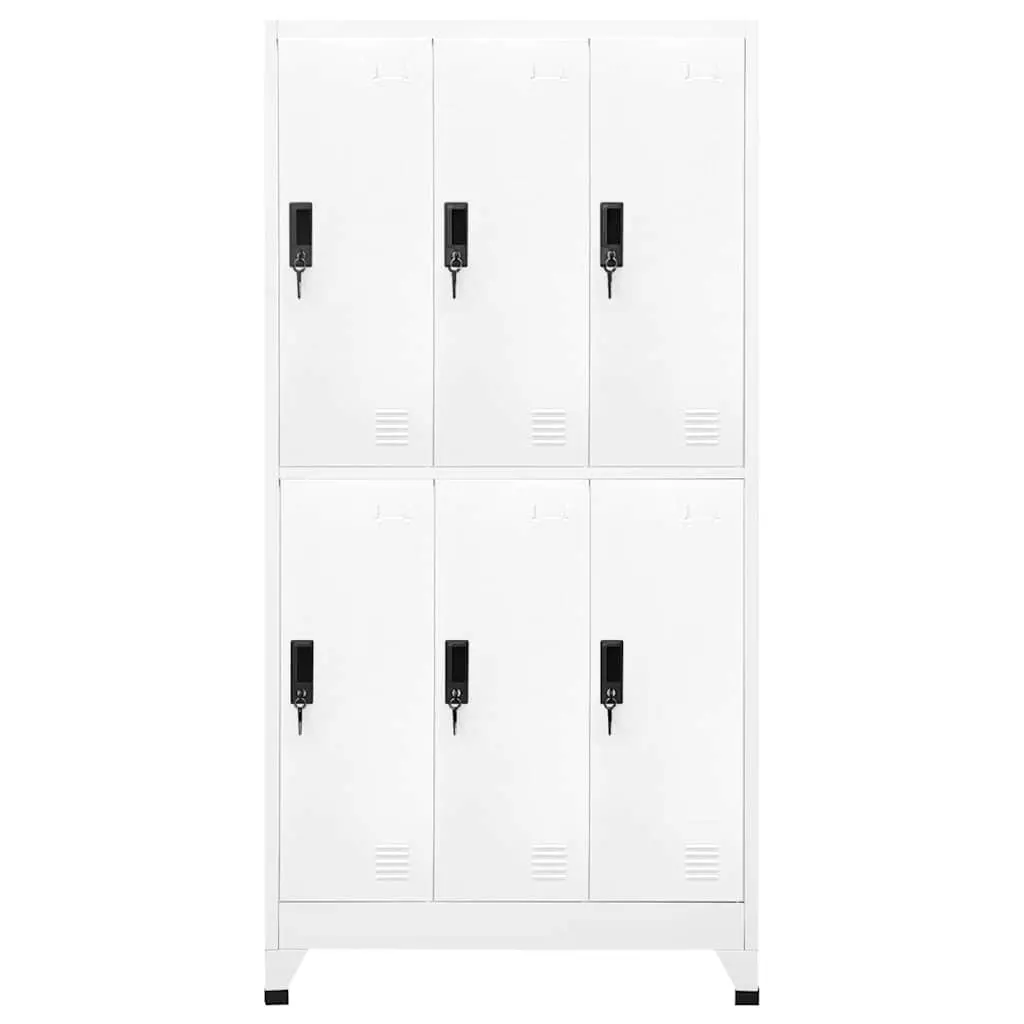 Locker Cabinet for Office Storage 90W x 45D x 180H cm White Steel with Lockable Compartments and Air Vents