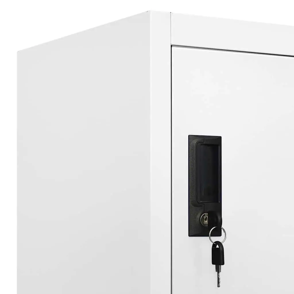 Locker Cabinet for Office Storage 90W x 45D x 180H cm White Steel with Lockable Compartments and Air Vents