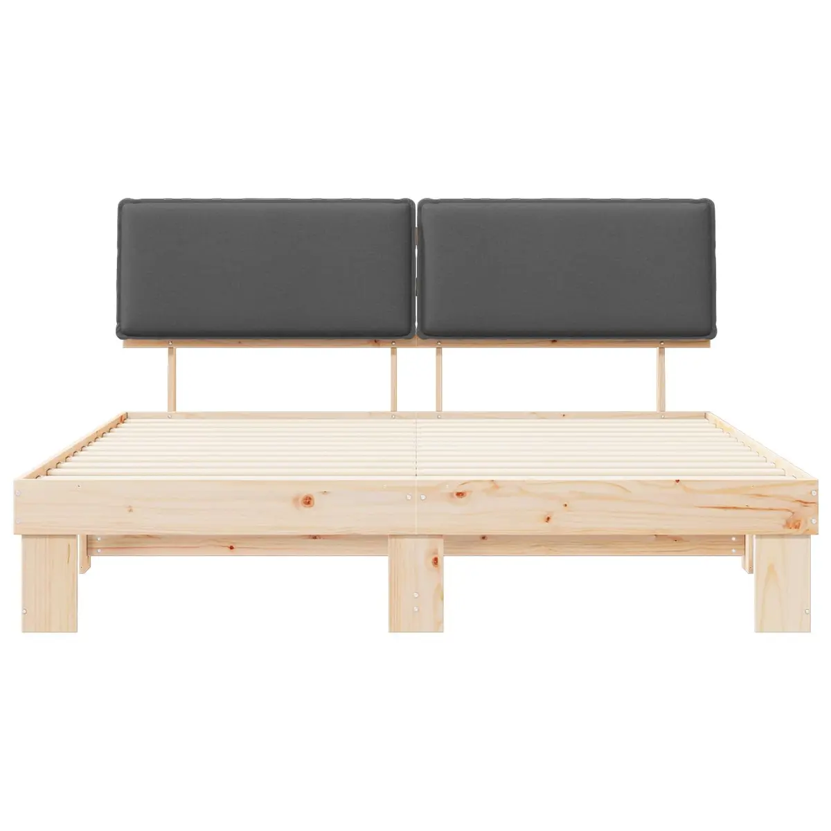 Wooden Bed Frame for Bedroom with Upholstered Headboard Grey 180 x 200 cm