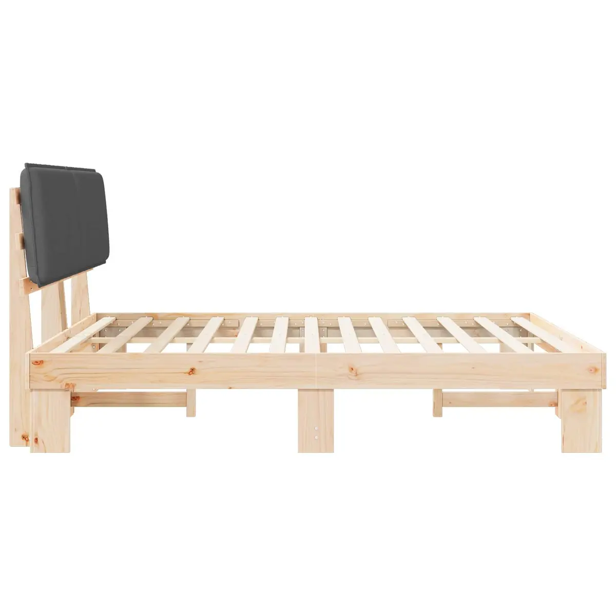 Wooden Bed Frame for Bedroom with Upholstered Headboard Grey 180 x 200 cm
