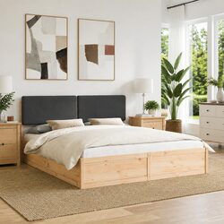 Dark Grey Bed Frame 180 x 200 cm with Upholstered Headboard