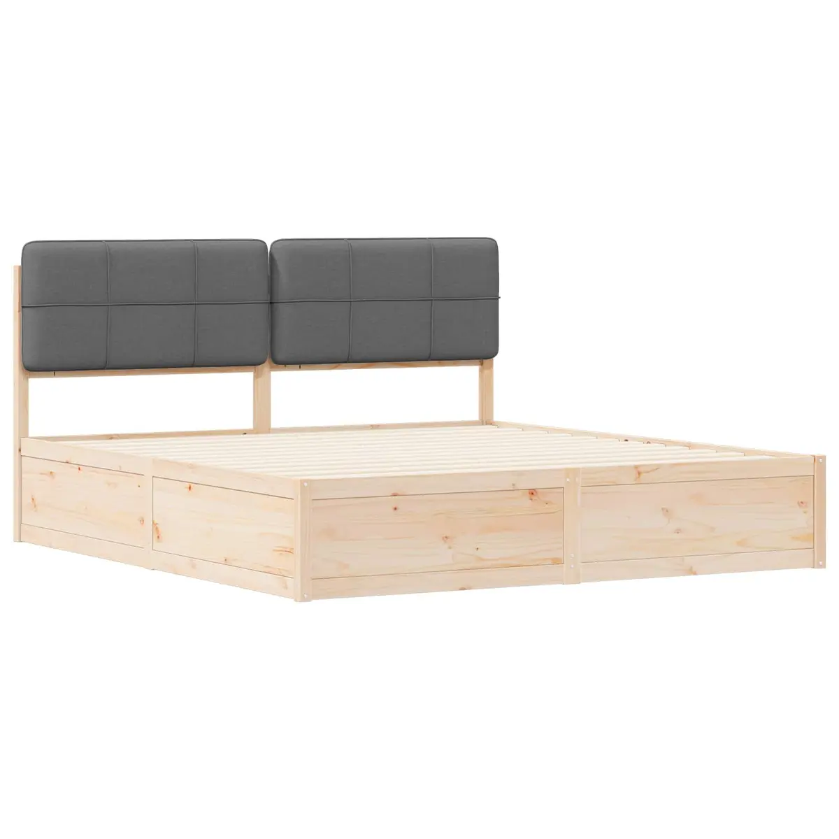 Bed Frame for Bedroom Grey 180 x 200 cm Upholstered Headboard Modern Furniture