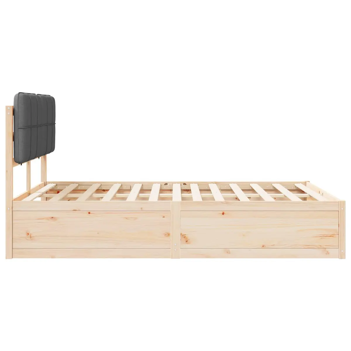Bed Frame for Bedroom Grey 135 x 190 cm Modern Wooden Platform with Upholstered Headboard