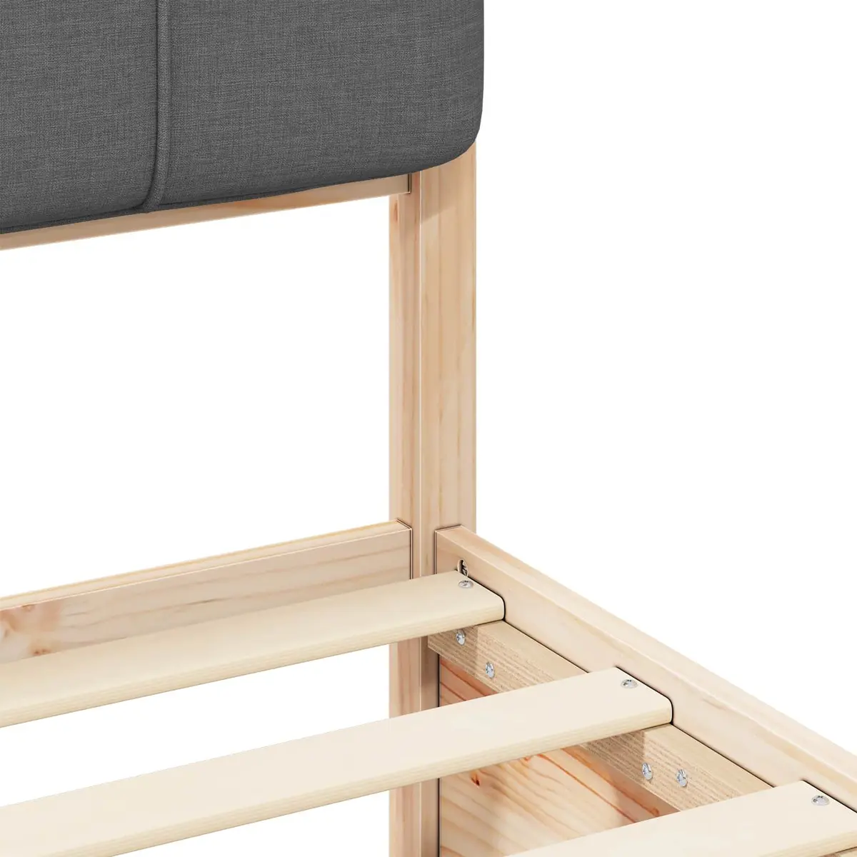 Bed Frame for Bedroom Grey 135 x 190 cm Modern Wooden Platform with Upholstered Headboard