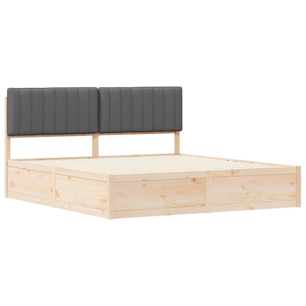 Bed Frame with Upholstered Headboard Dark Grey 180 x 200 cm Solid Pine Wood