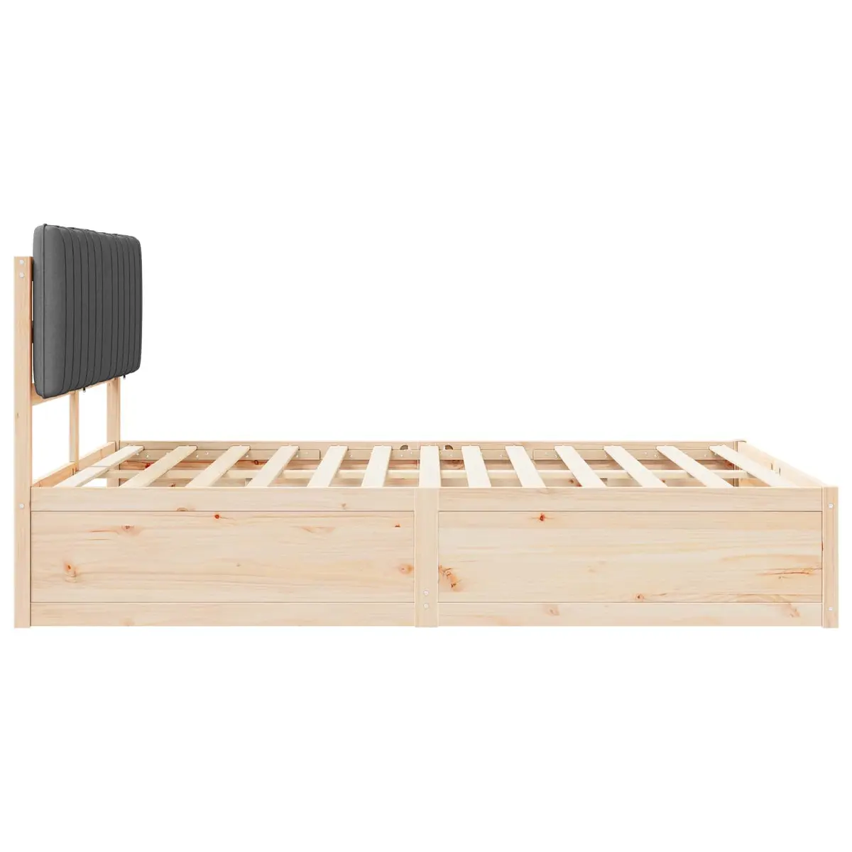 Wooden Bed Frame with Upholstered Headboard Platform Slatted Base Grey 150x200cm