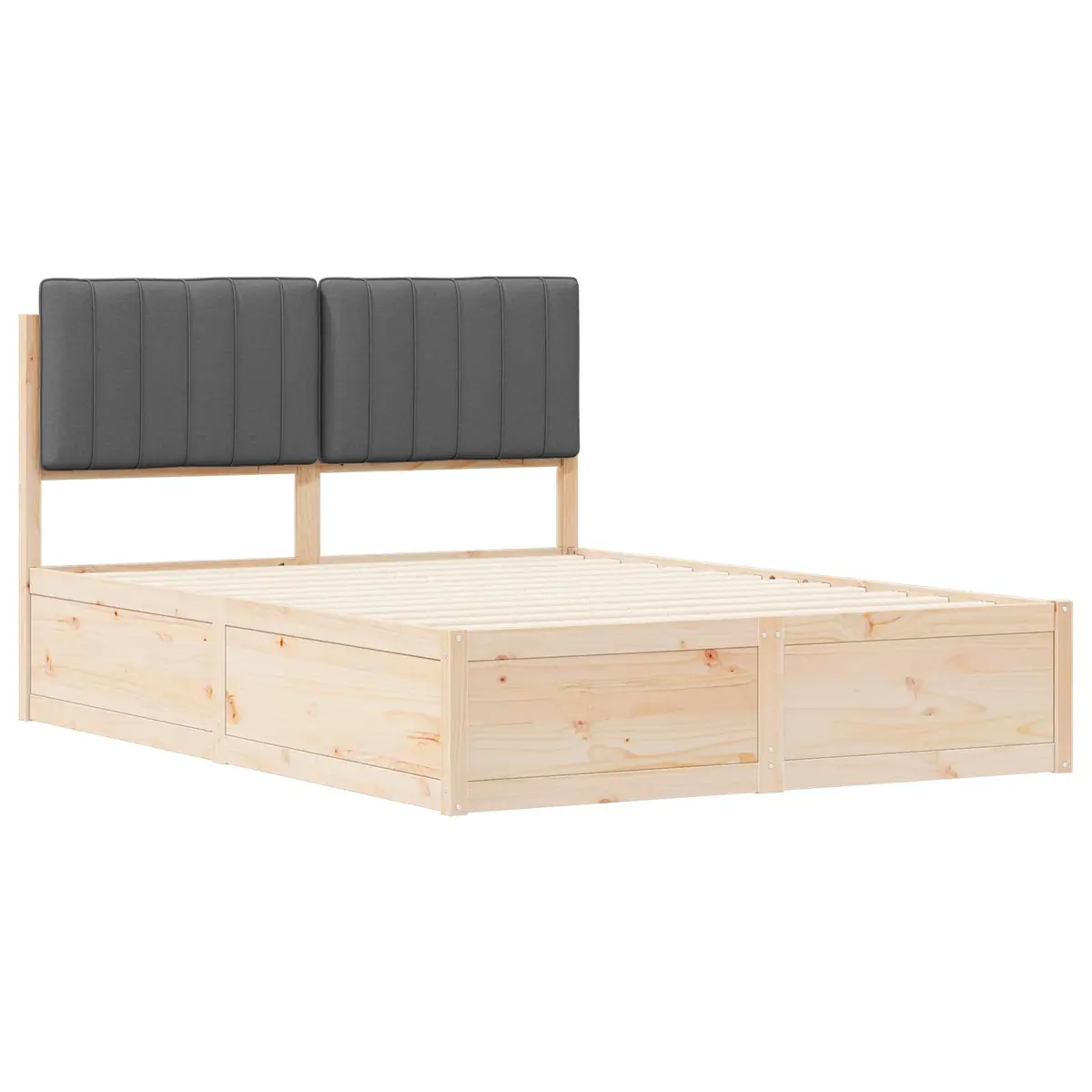 Bed Frame for Bedroom with Upholstered Headboard Grey 135 x 190 cm