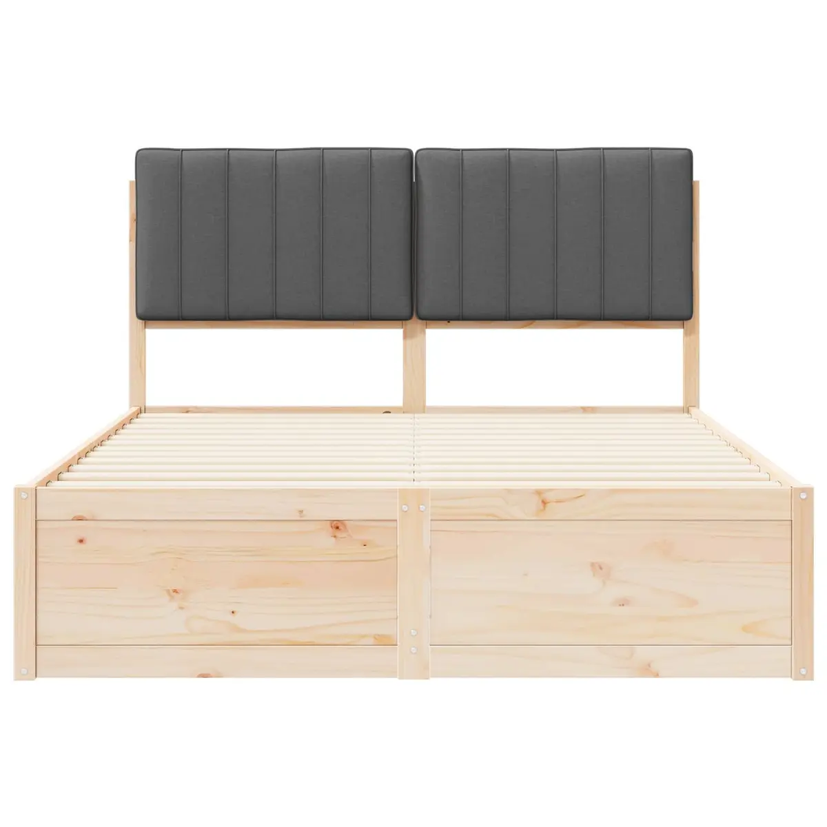 Bed Frame for Bedroom with Upholstered Headboard Grey 135 x 190 cm