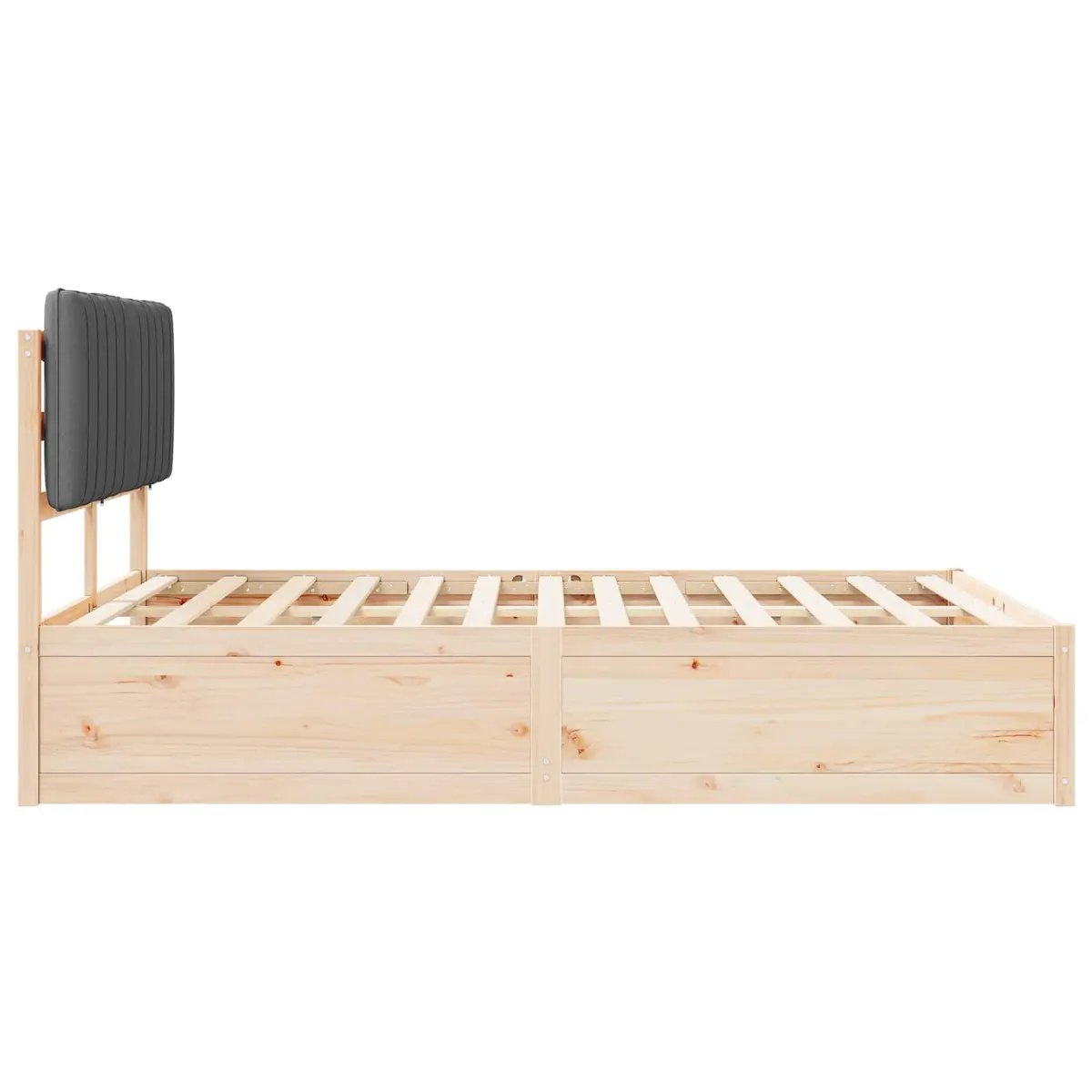 Bed Frame for Bedroom with Upholstered Headboard Grey 135 x 190 cm