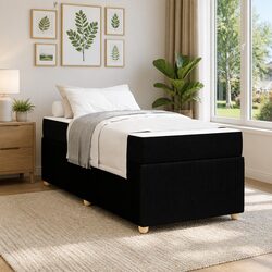 Black Bed Frame with Mattress: 90 x 190 cm, Engineered Wood