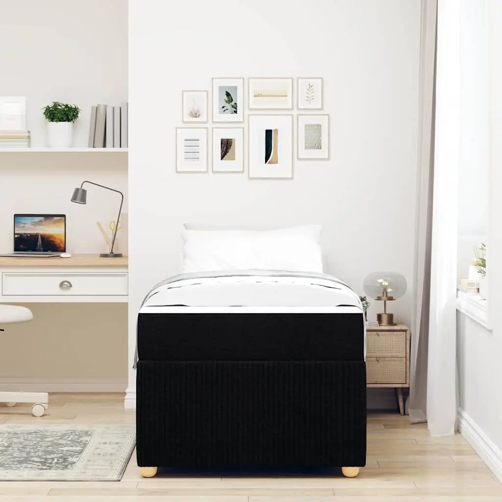 Bed Frame with Mattress for Bedroom Black 90 x 190 cm Fabric Modern