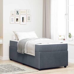 Grey Bed Frame with Pocketed Coil Mattress - 90 x 190 cm