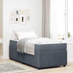 Grey Bed Frame with Pocketed Coil Mattress - 90 x 190 cm