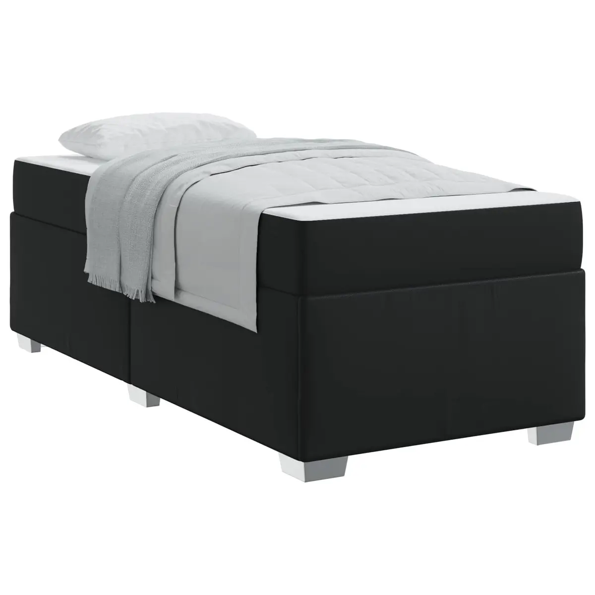 Bed Frame with Mattress for Bedroom Black 90 x 190 cm Modern Fabric
