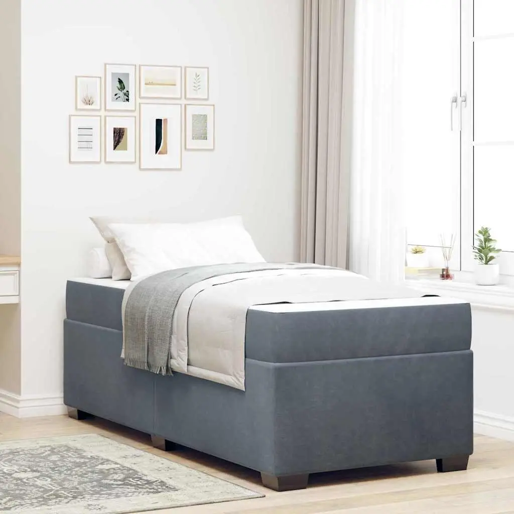 Bed Frame with Mattress Grey 90 x 190 cm Fabric Upholstered Bedroom Furniture