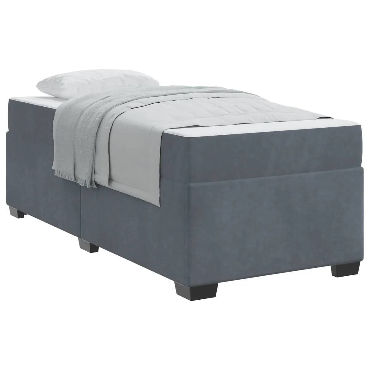 Bed Frame with Mattress Grey 90 x 190 cm Fabric Upholstered Bedroom Furniture