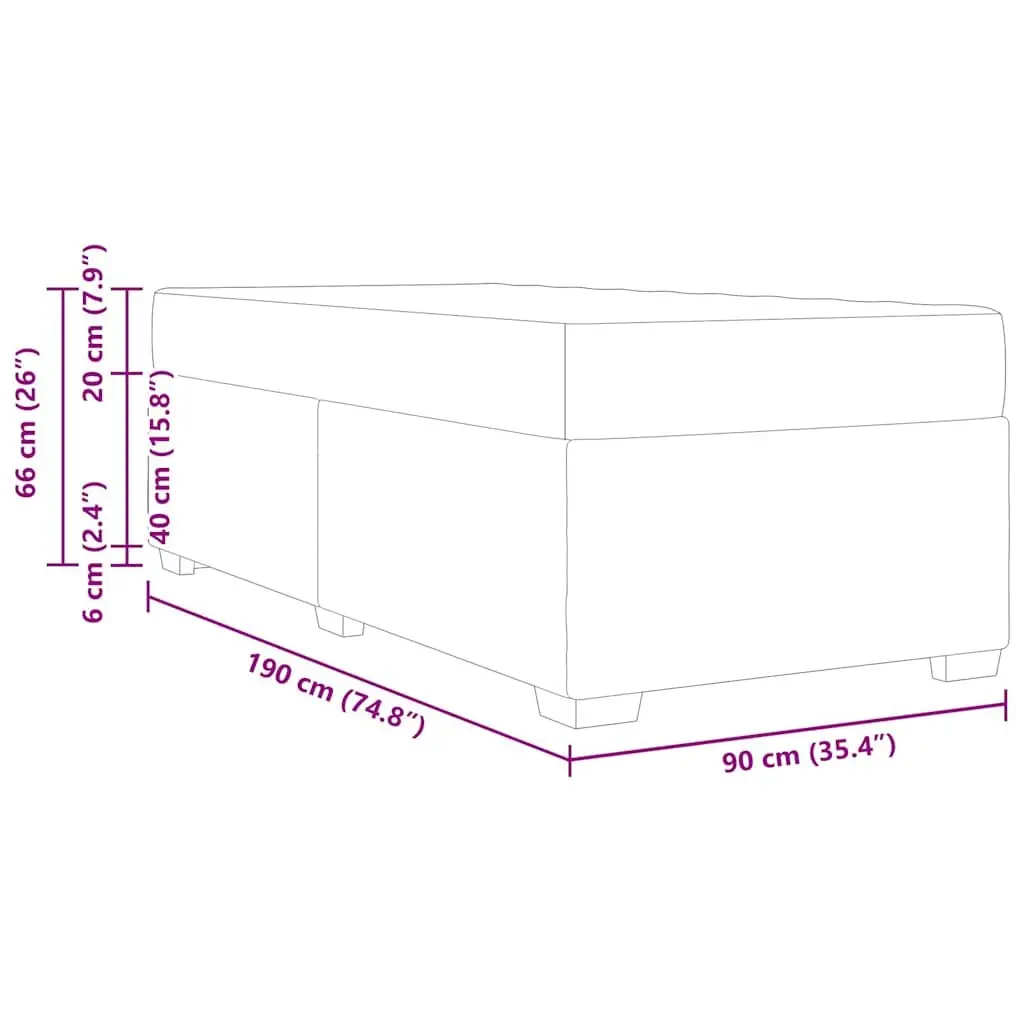 Bed Frame with Mattress Grey 90 x 190 cm Fabric Upholstered Bedroom Furniture