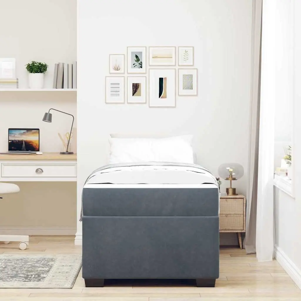 Bed Frame with Mattress Grey 90 x 190 cm Fabric Upholstered Bedroom Furniture