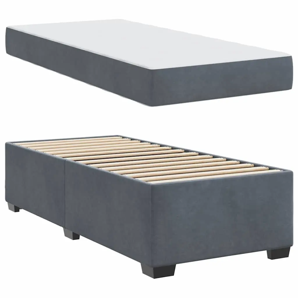 Bed Frame with Mattress Grey 90 x 190 cm Fabric Upholstered Bedroom Furniture