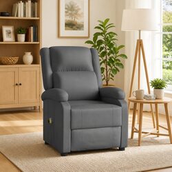Massage Chair Grey Reclining Electric Vibration Armchair Manual 3 Positions