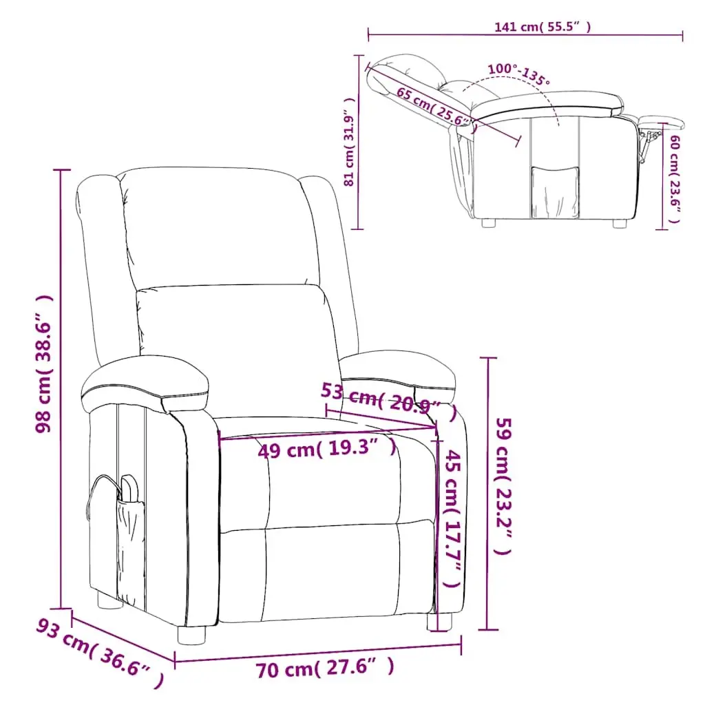 Electric Massage Chair for Relaxation Grey Reclining Manual 3 Positions